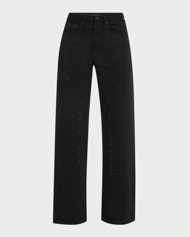 Embellished Wide-Leg Carpenter Jeans